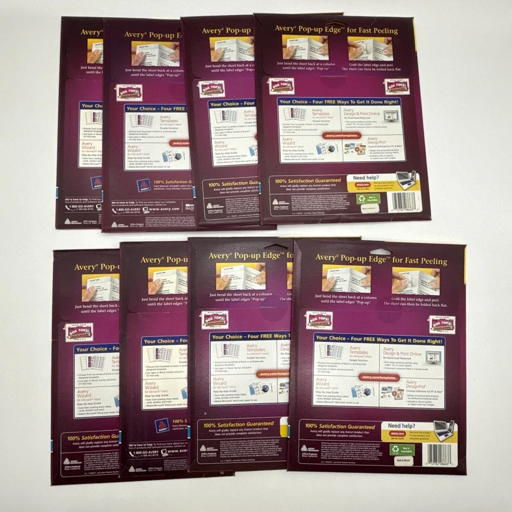 Lot of 8 Avery 8663 Clear Easy Peel Shipping Labels 2x4 Inkjet New Sealed